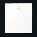 Gold Color Monogram Initial Professional White Notepad<br><div class="desc">This template can be customized to meet all professional occupations.</div>