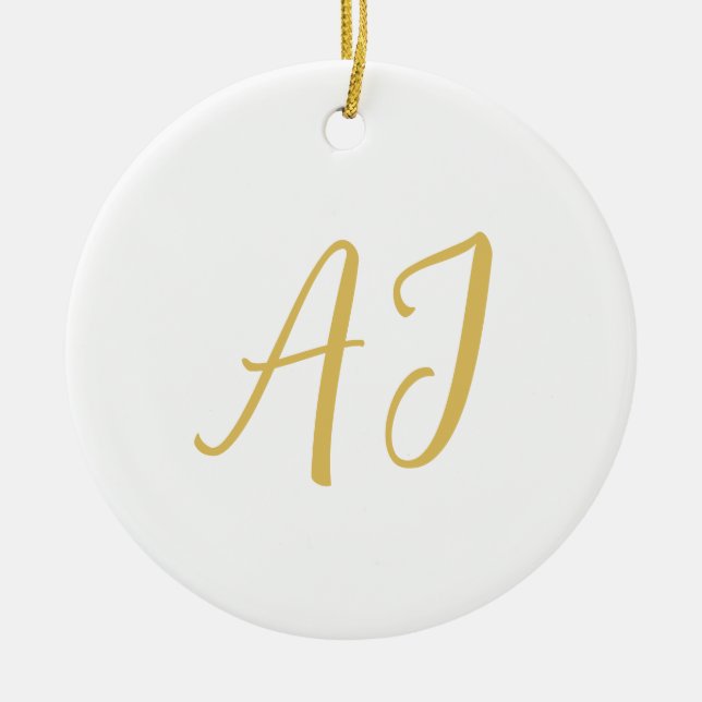 Gold Color Monogram Professional Classical Initial Ceramic Ornament (Front)