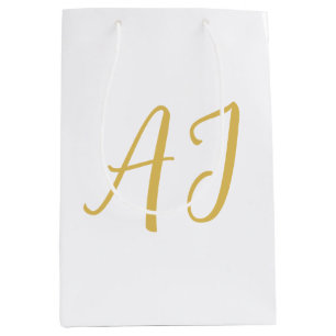 Gold Color Monogram Professional Classical Initial Medium Gift Bag