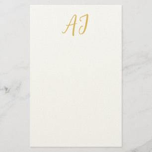 Gold Color Monogram Professional Classical Initial Stationery
