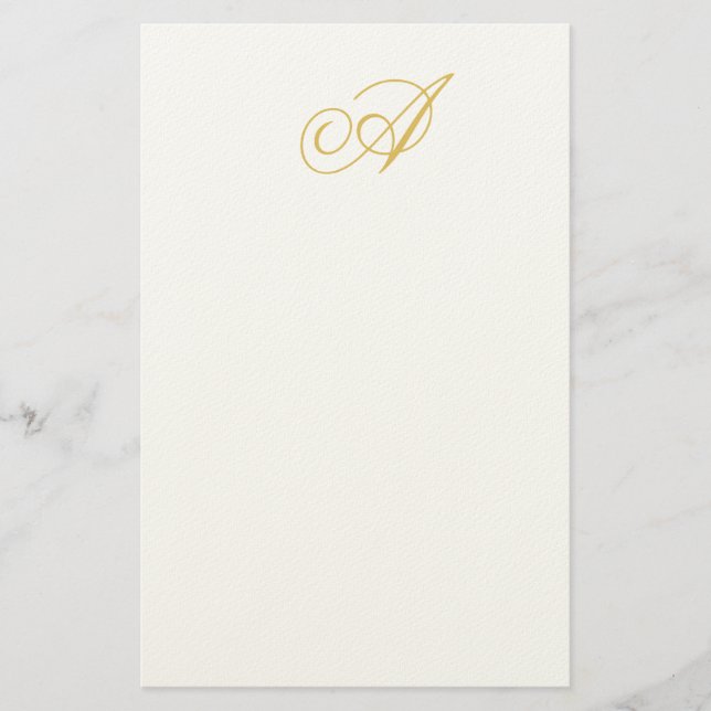 Gold Color Monogram Professional Classical Initial Stationery (Front)