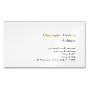 Gold Color Name Black White Simple Plain Magnetic Business Card