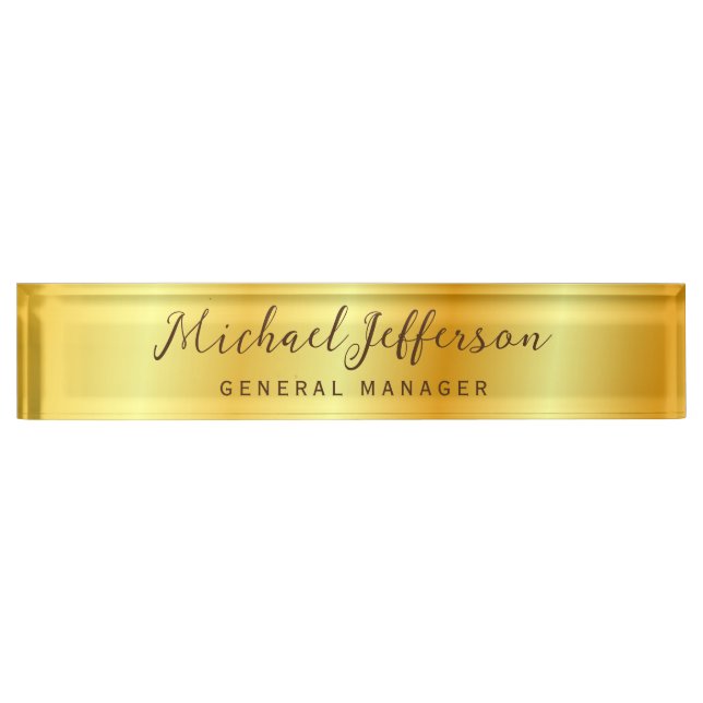 Gold Color Professional Handwriting Script Nameplate (Front)