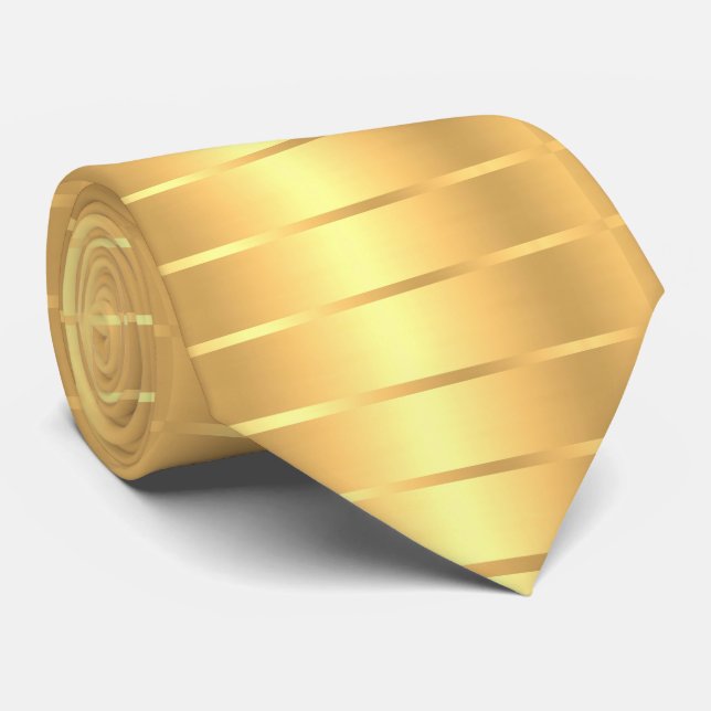 Gold Color Striped Template Elegant Modern Tie (Rolled)