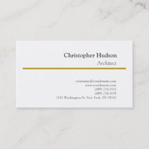 Gold Color White Minimalist Simple Plain Business Card