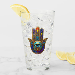 Gold Colorful Hamsa Turquoise Sapphire Third Eye Glass
