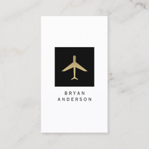 Gold Colour Aeroplane Logo Business Card