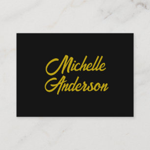 Gold Colour Black Modern Minimalist Handwrite Name Enclosure Card