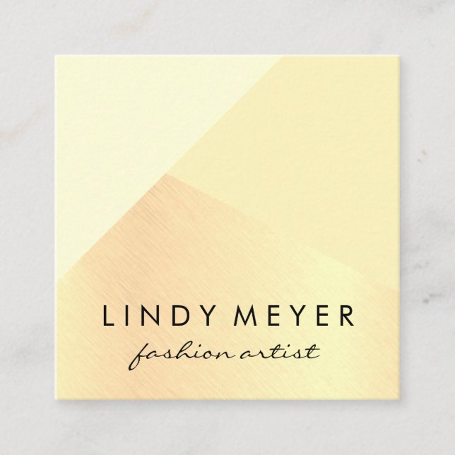 Gold Colour Block Modern Style Square Business Card (Front)