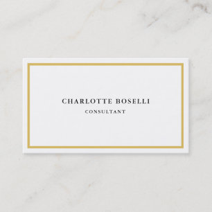 Gold Colour Borders White Minimalist Professional Business Card