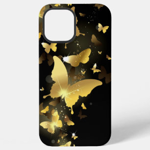 gold-colour butterfly, background, design, sparkle iPhone 12 pro max case