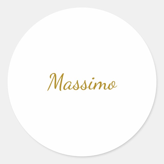 Gold Colour Calligraphy Elegant Plain Simple Name Classic Round Sticker (Front)