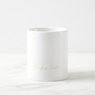 Gold Colour Calligraphy Elegant Plain Simple Name Coffee Mug