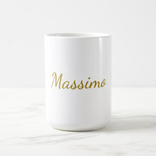 Gold Colour Calligraphy Elegant Plain Simple Name Coffee Mug