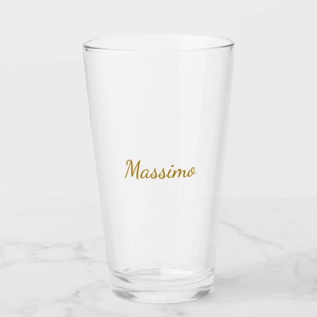 Gold Colour Calligraphy Elegant Plain Simple Name Glass (Front)