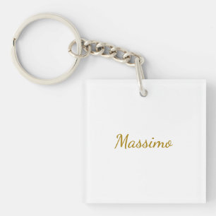 Gold Colour Calligraphy Elegant Plain Simple Name Key Ring