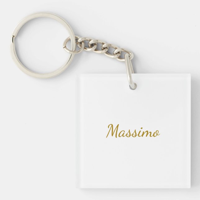 Gold Colour Calligraphy Elegant Plain Simple Name Key Ring (Front)
