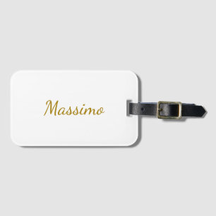 Gold Colour Calligraphy Elegant Plain Simple Name Luggage Tag