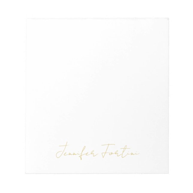Gold Colour Calligraphy Elegant Plain Simple Name Notepad (Front)