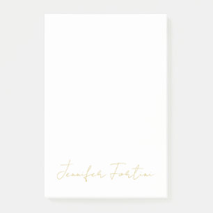 Gold Colour Calligraphy Elegant Plain Simple Name Post-it Notes