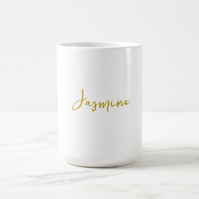 Gold Colour Calligraphy Professional Custom Name Coffee Mug (Center)