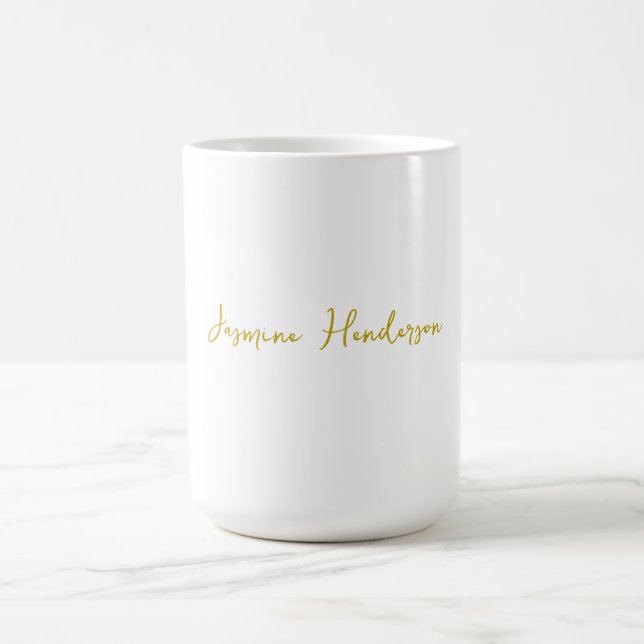 Gold Colour Calligraphy Professional Custom Name Coffee Mug (Center)