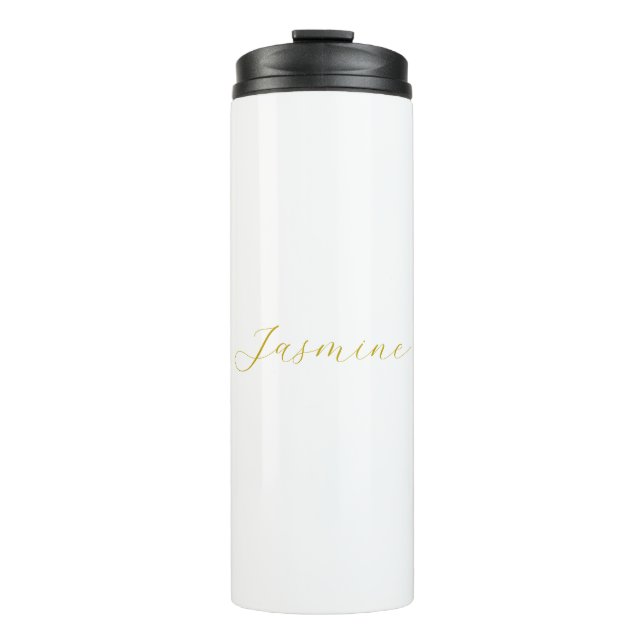 Gold Colour Calligraphy Professional Custom Name Thermal Tumbler (Front)