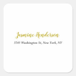 Gold Colour Calligraphy Professional Elegant Square Sticker