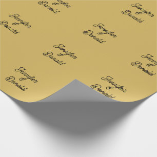Gold colour calligraphy trendy plain personal name wrapping paper