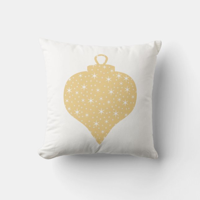 Gold Colour Christmas Bauble Design. Cushion (Front)