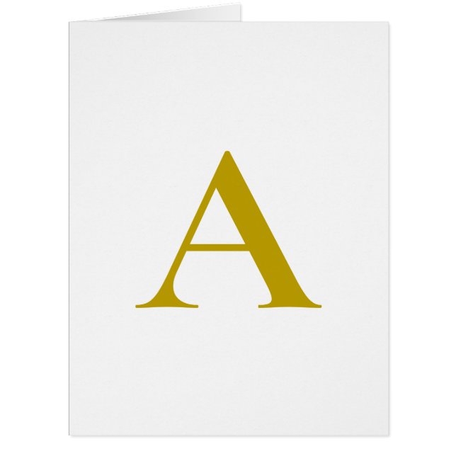 Gold Colour Custom Monogram Initial Letter Card (Front)