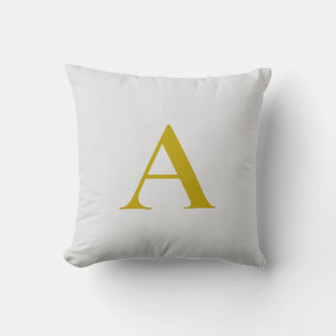 Gold Colour Custom Monogram Initial Letter Cushion