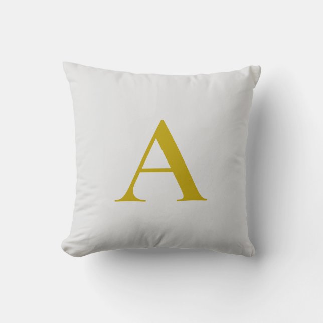 Gold Colour Custom Monogram Initial Letter Cushion (Front)