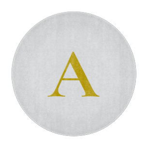 Gold Colour Custom Monogram Initial Letter Cutting Board