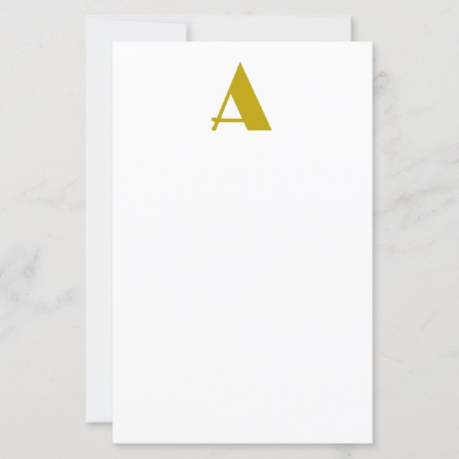 Gold Colour Custom Monogram Initial Letter Paper  (Front)