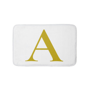 Gold Colour Custom Monogram Initial Letter Plain Bath Mat