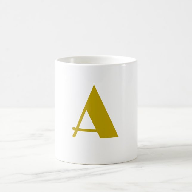 Gold Colour Custom Monogram Initial Letter Plain Coffee Mug (Center)