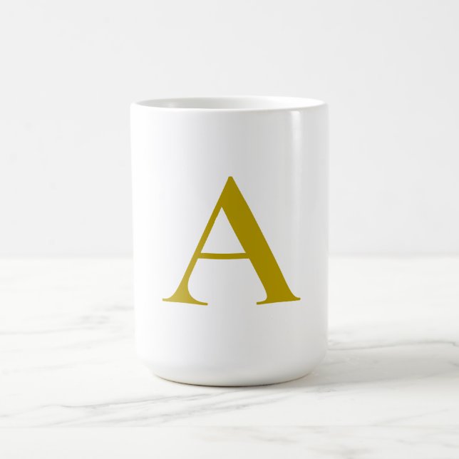 Gold Colour Custom Monogram Initial Letter Plain Coffee Mug (Center)