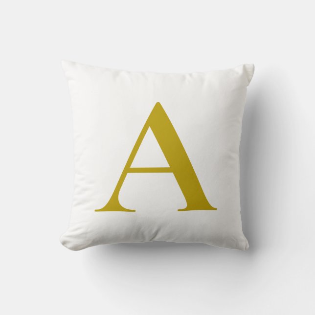 Gold Colour Custom Monogram Initial Letter Plain Cushion (Front)