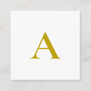 Gold Colour Custom Monogram Initial Letter Plain Enclosure Card