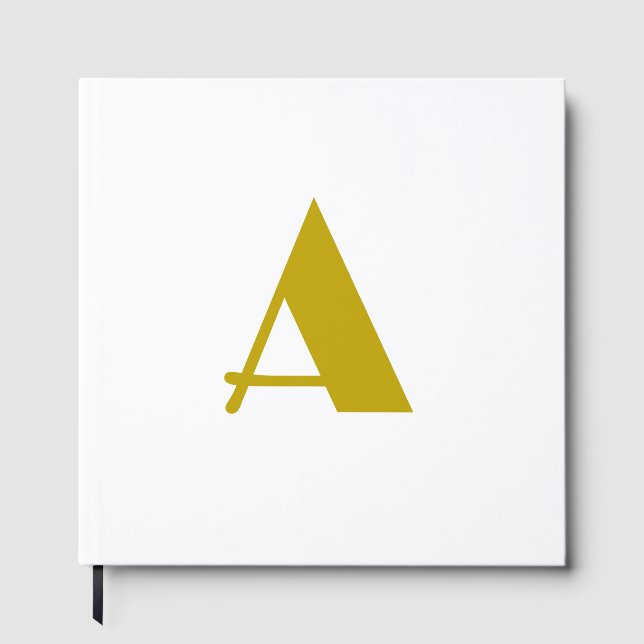 Gold Colour Custom Monogram Initial Letter Plain Guest Book (Front)