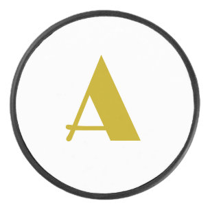 Gold Colour Custom Monogram Initial Letter Plain Hockey Puck