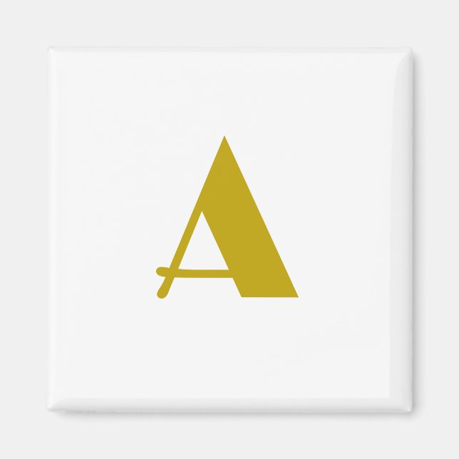 Gold Colour Custom Monogram Initial Letter Plain Magnet (Front)