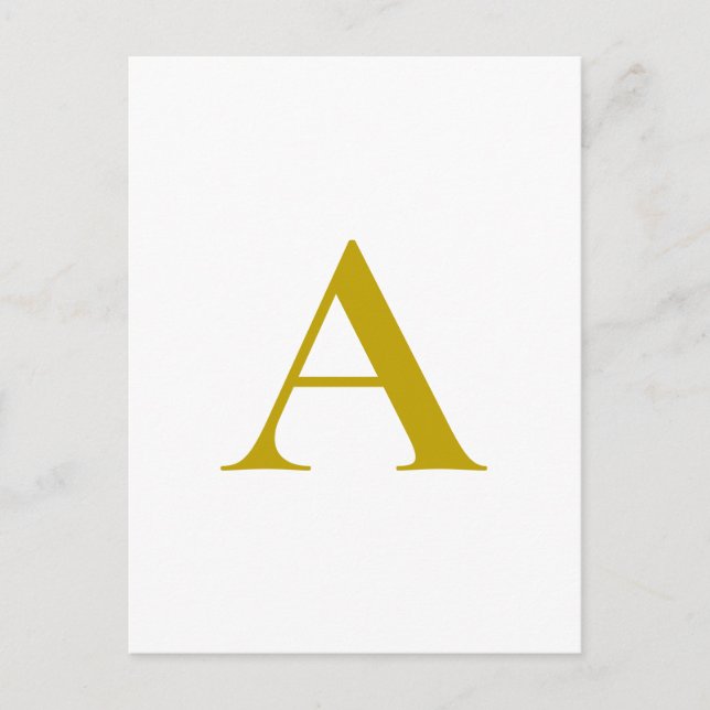 Gold Colour Custom Monogram Initial Letter Plain Postcard (Front)