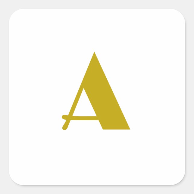 Gold Colour Custom Monogram Initial Letter Plain Square Sticker (Front)
