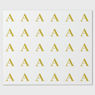 Gold Colour Custom Monogram Initial Letter Plain Wrapping Paper