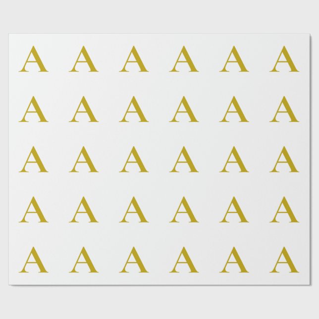 Gold Colour Custom Monogram Initial Letter Plain Wrapping Paper (Flat)