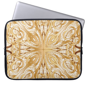 Gold colour, decorative seamless pattern. laptop sleeve