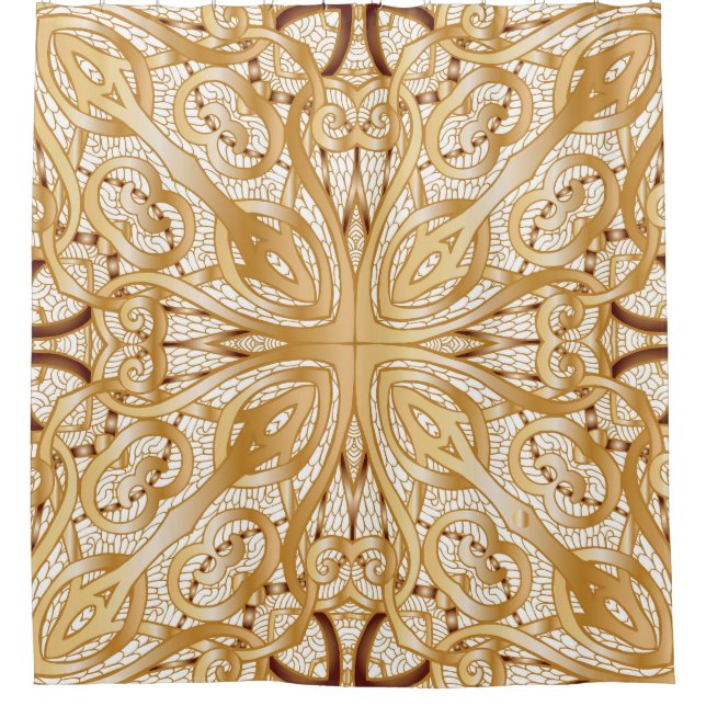 Gold colour, decorative seamless pattern. shower curtain (Front)