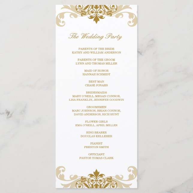 Gold Colour Elegant Ironworks Wedding Rackcard Program (Front)